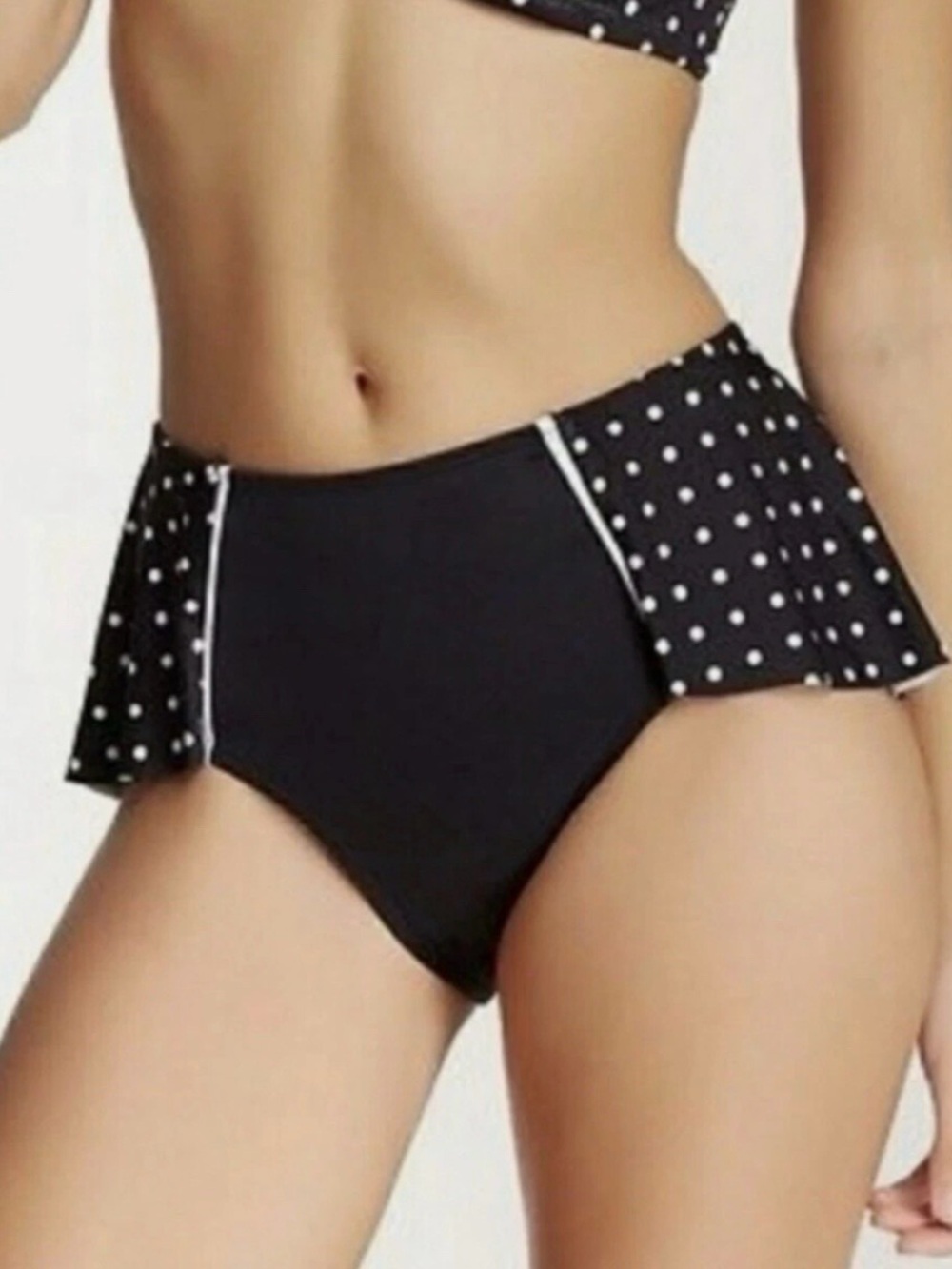 SPANX Black with White Polka Dot High-Waist Swim Bottom Size 8 NWT